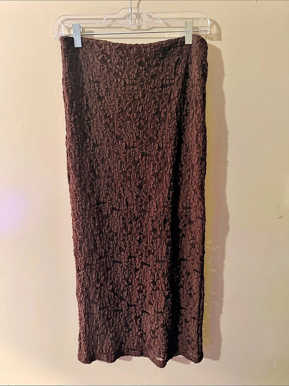 Primark Brown Textured Midi Skirt Size Small Like New